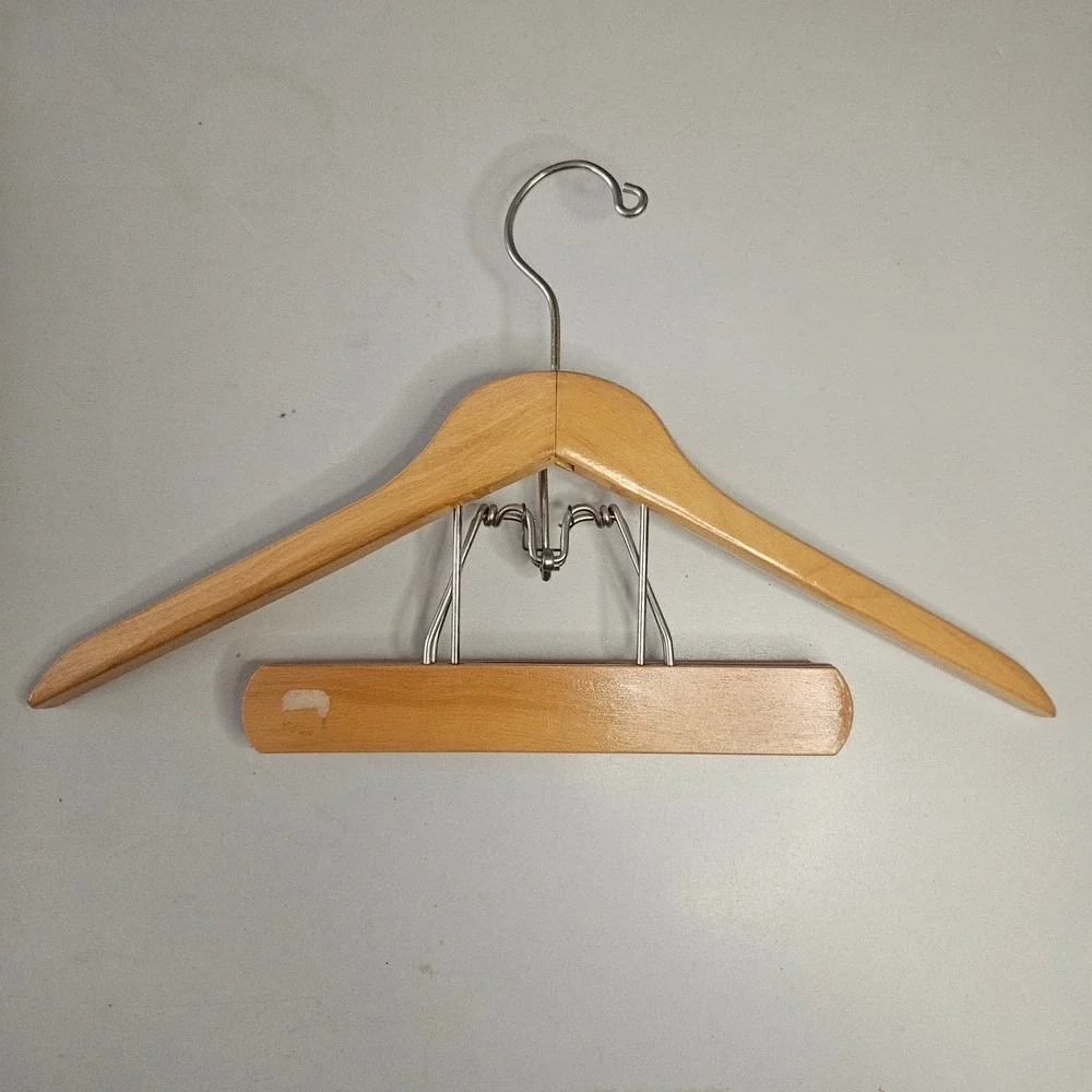 Vintage Setwell Wooden Suit Hanger with Felt Lined Locking Pants Bar 2 Pack‎